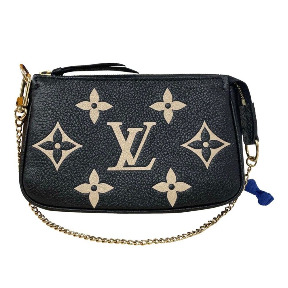 LOUIS VUITTON Mini Pochette Bicolor Monogram Empreinte Accessoires Pouch Black